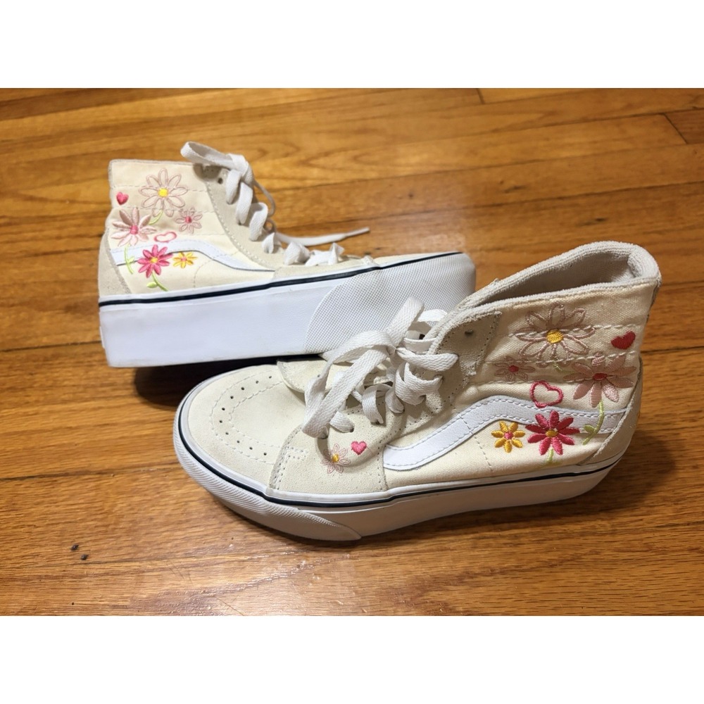 Vans Sk8-Hi Tapered Stackform Marshmallow White Floral Platform Shoes Women 6